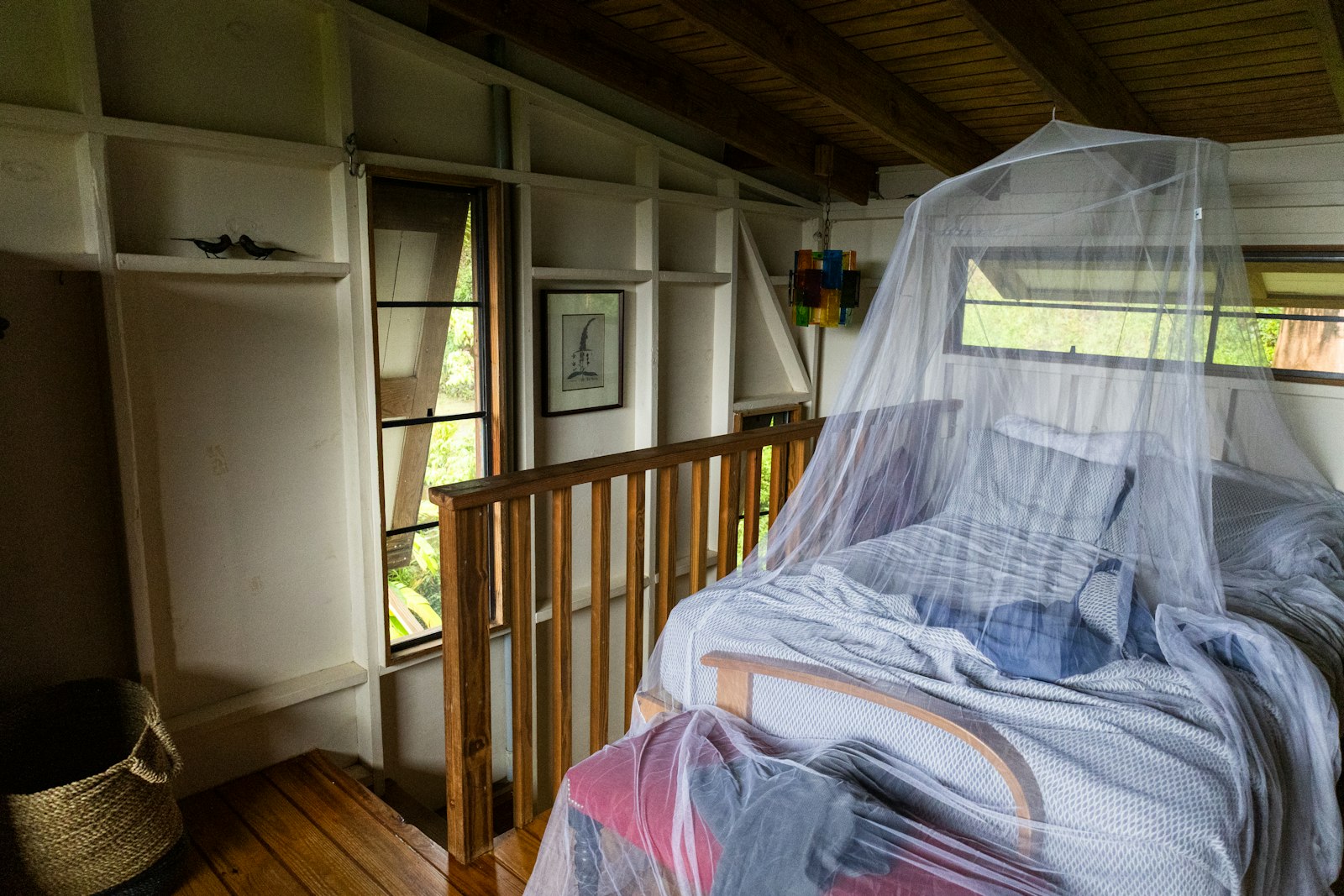 cozy bedroom with a mosquito net
